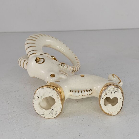 Vintage Art Deco Grindley Ware Ram Goat Figurine White Gold Zodiac Aries - Picture 6 of 8